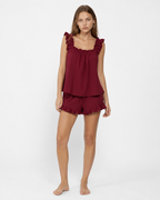 BLANCA - Conjunto de pijama de tirantes anchos con fruncido y shorts con volantes™
