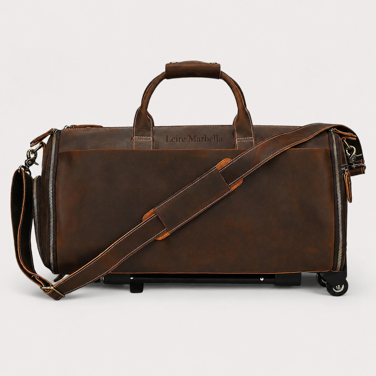 WILLY – Bolso Porta-Trajes Convertible en Cuero Premium (Ruedas)