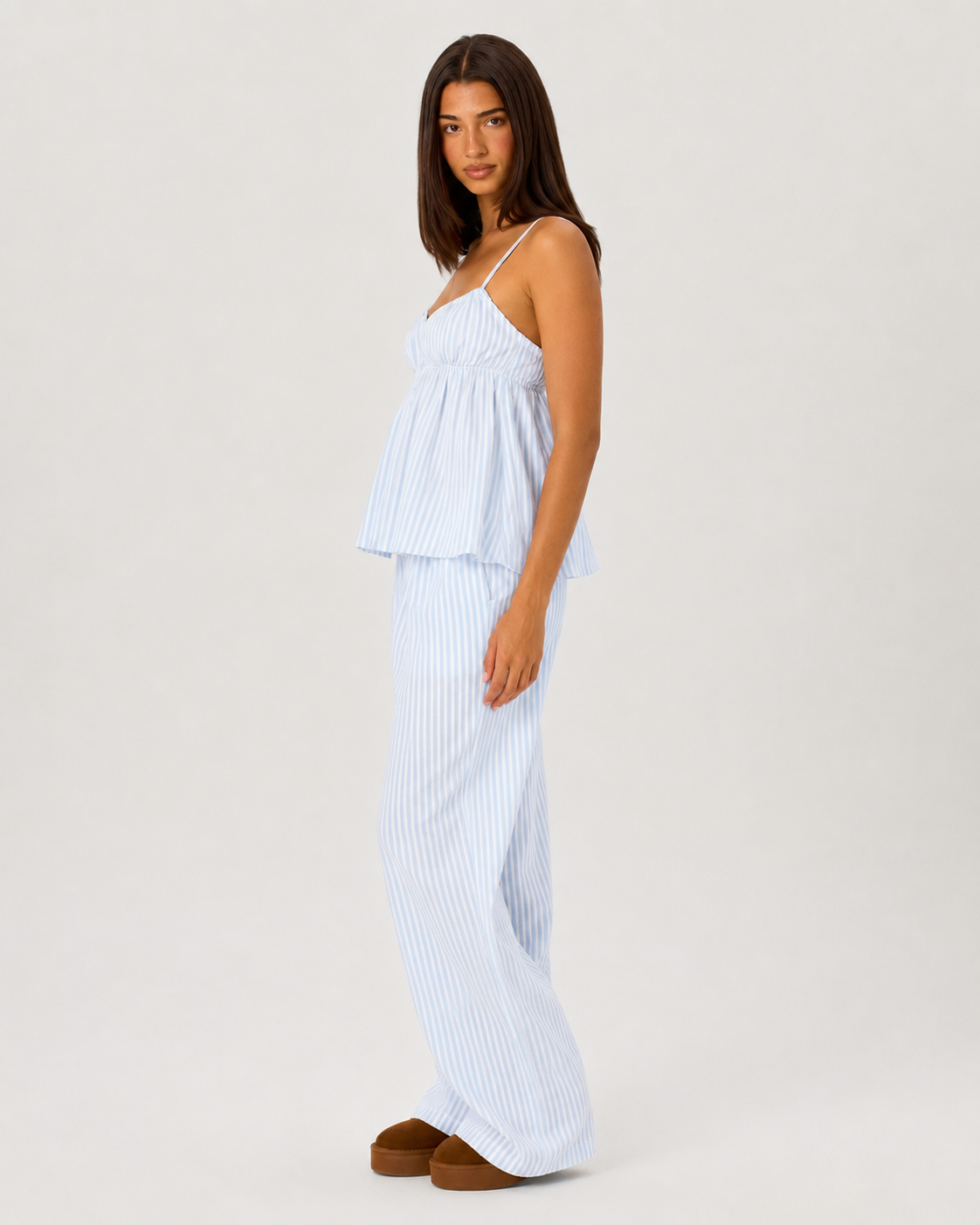 INÉS - Conjunto de pijama de tirantes fruncido y pantalón ancho palazzo™