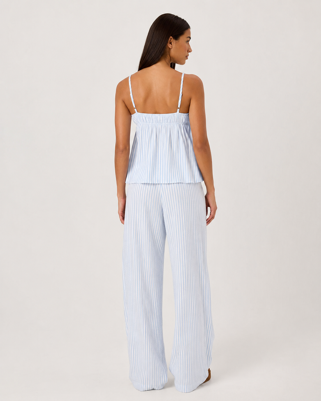 INÉS - Conjunto de pijama de tirantes fruncido y pantalón ancho palazzo™