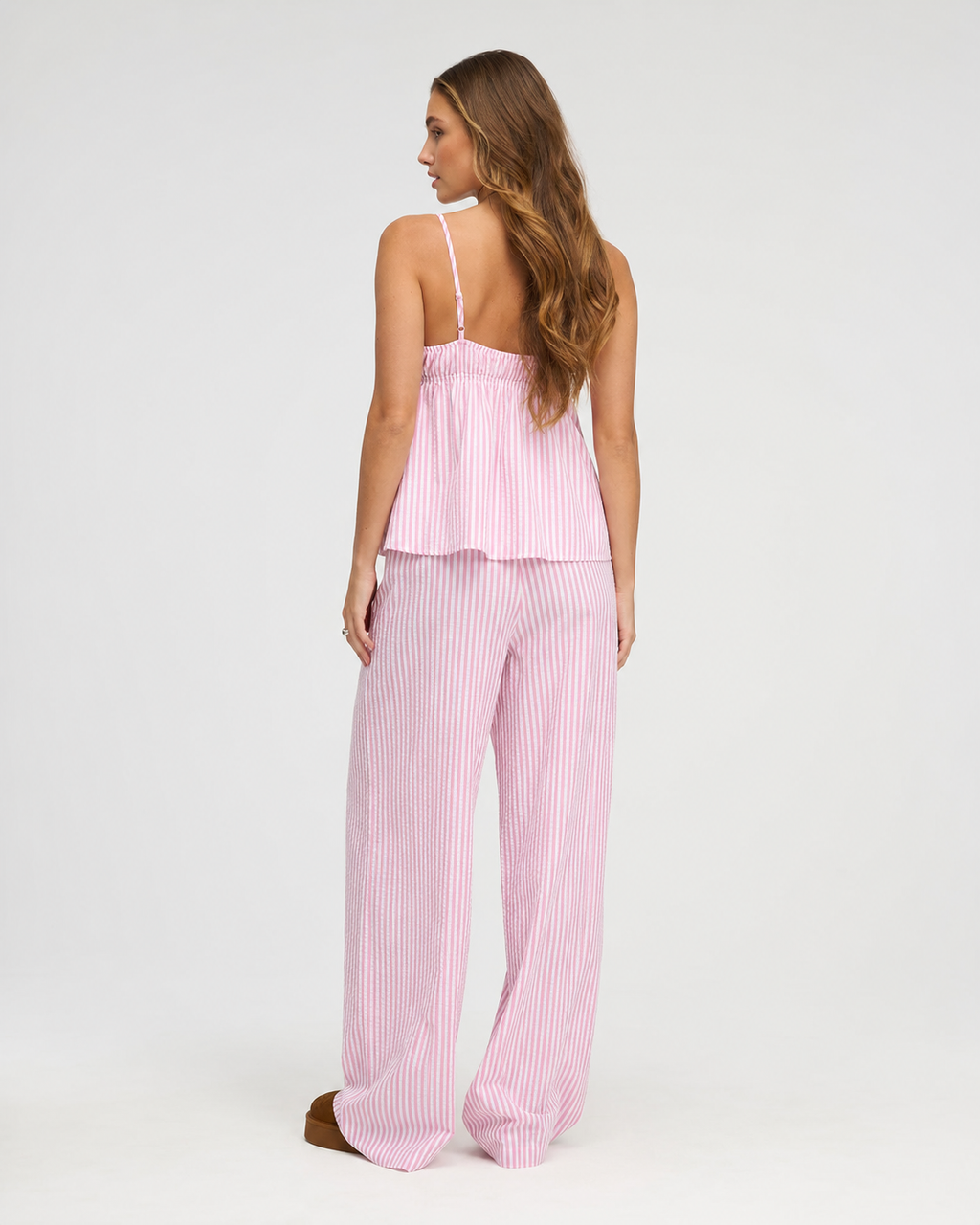 INÉS - Conjunto de pijama de tirantes fruncido y pantalón ancho palazzo™