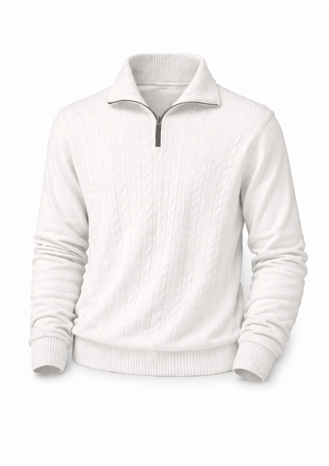 ANDRÉS|Suéter vintage con cuello alto y cremallera