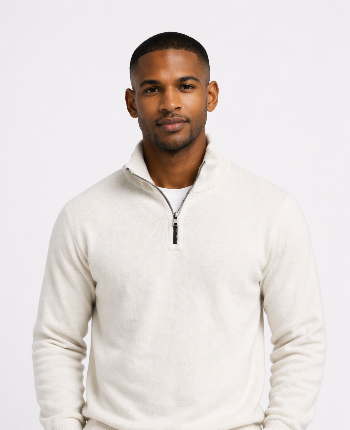 ANDRÉS|Suéter vintage con cuello alto y cremallera