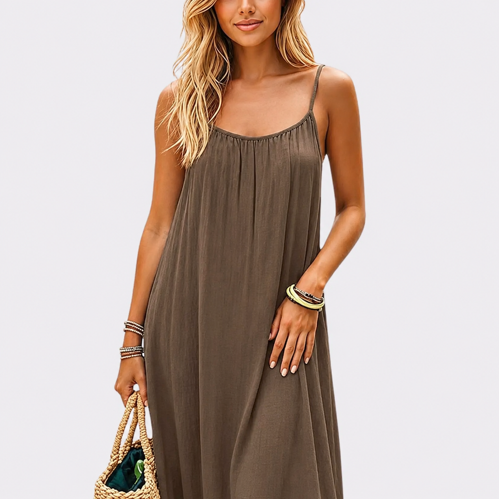 HELENA-Vestido largo fluido de verano