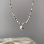 CORA - Collar de perlas naturales con colgante de perla barroca en plata de ley™