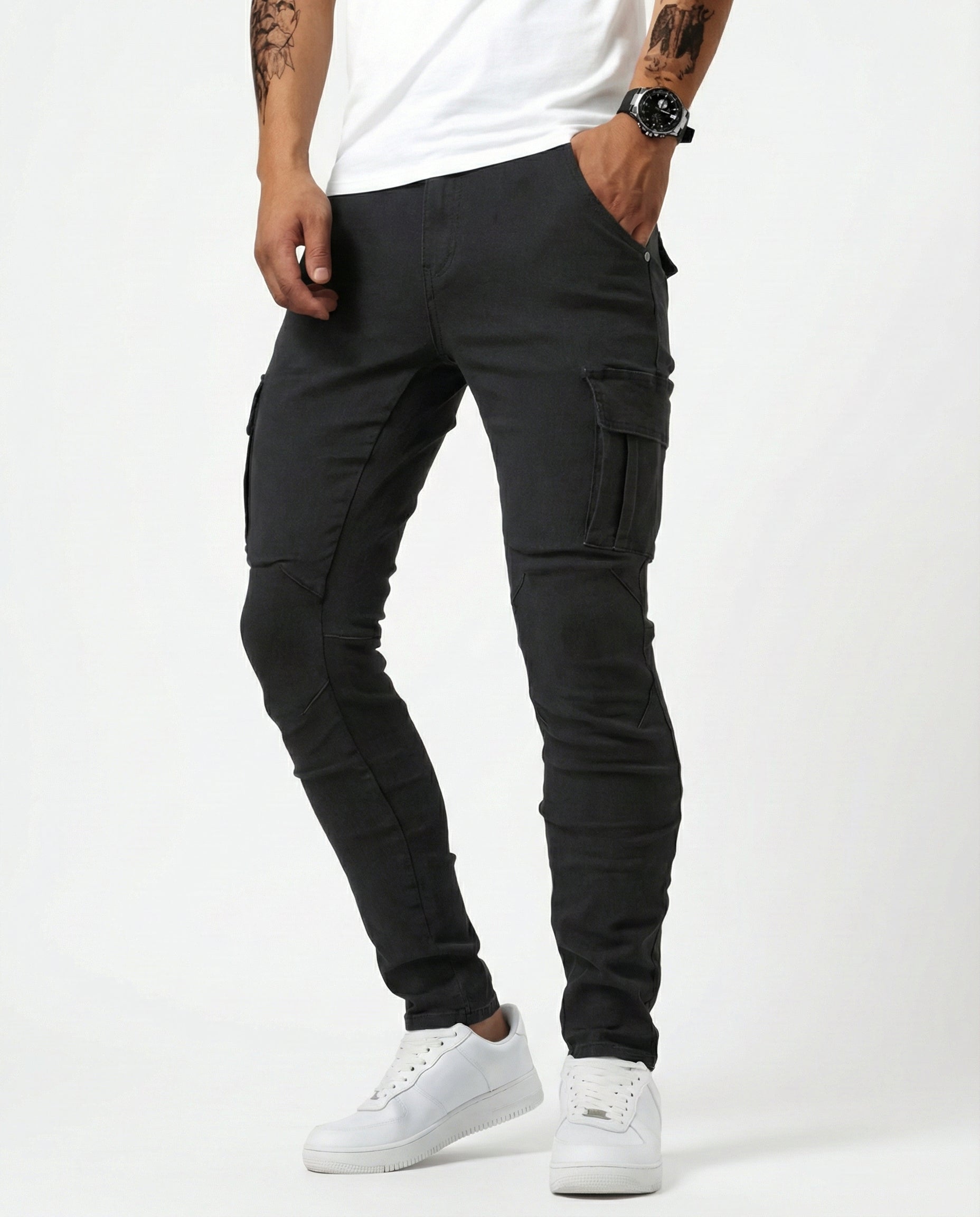 HUGO - Pantalones cargo elásticos de corte slim fit™