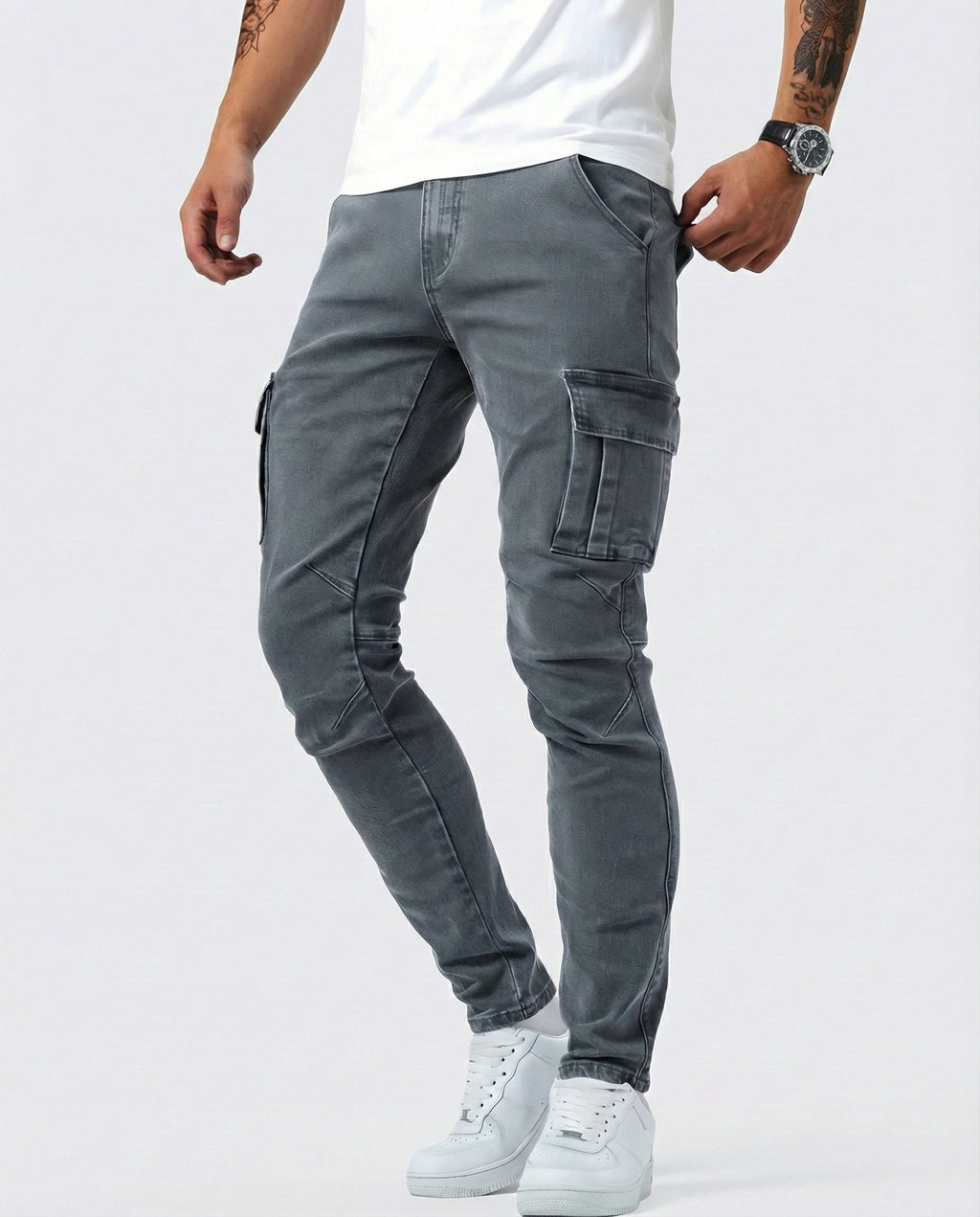 HUGO - Pantalones cargo elásticos de corte slim fit™