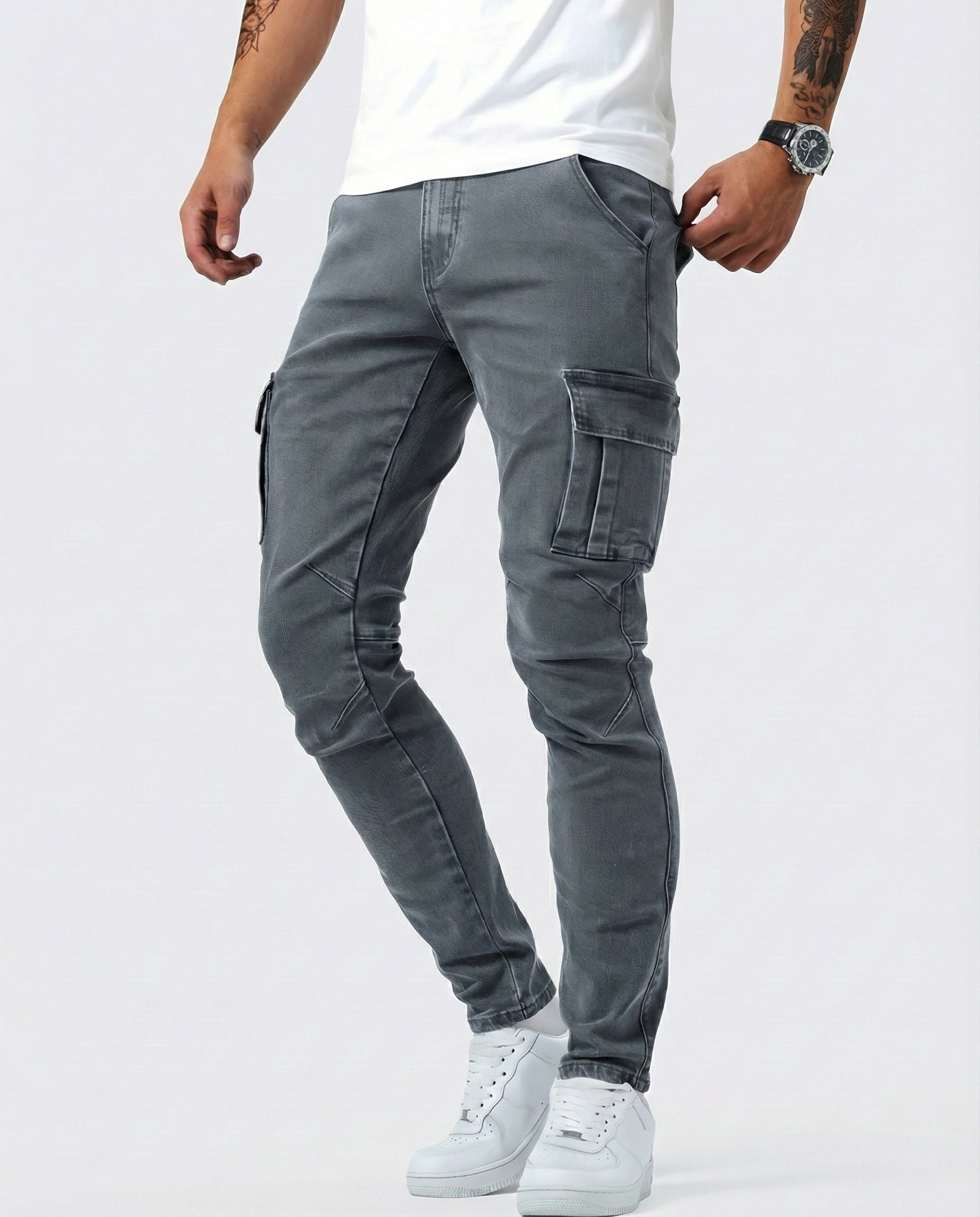 HUGO - Pantalones cargo elásticos de corte slim fit™