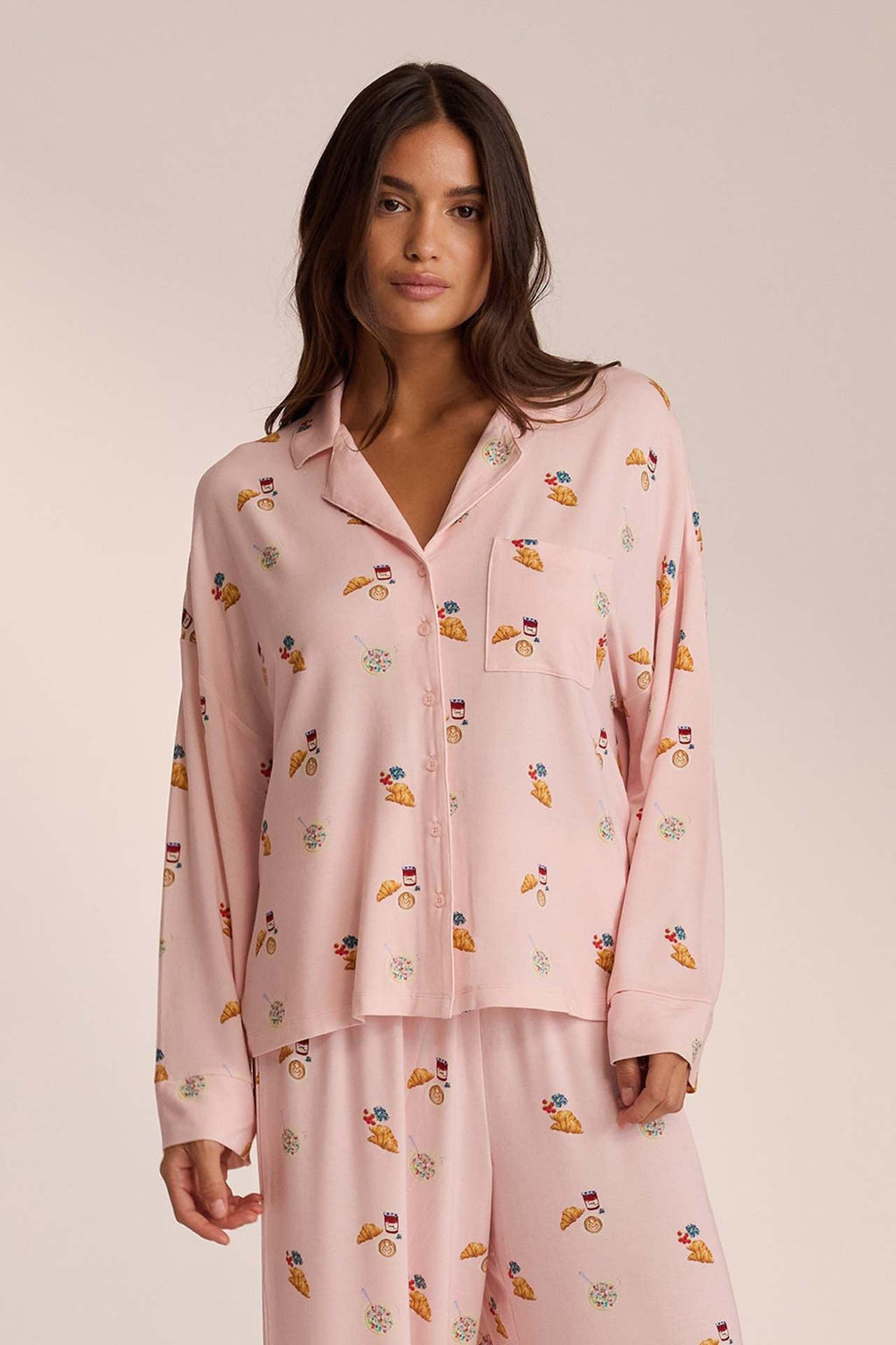 PATRICIA - Conjunto de pijama abotonado estampado de manga larga y pantalón fluido™