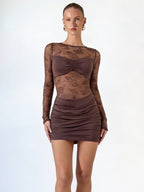CATALINA - Minivestido de encaje y efecto fruncido™