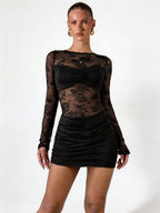 CATALINA - Minivestido de encaje y efecto fruncido™