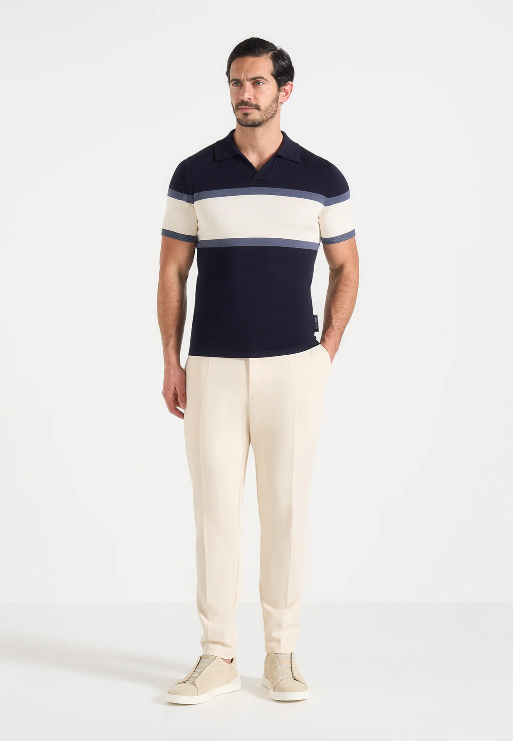 FEDE-Polo de Punto Premium con Franja en Contraste