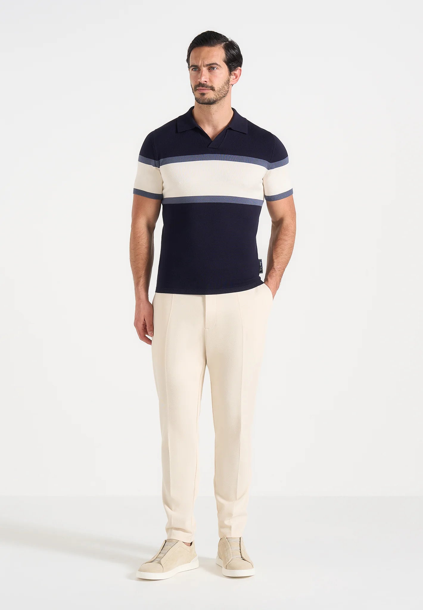 FEDE-Polo de Punto Premium con Franja en Contraste