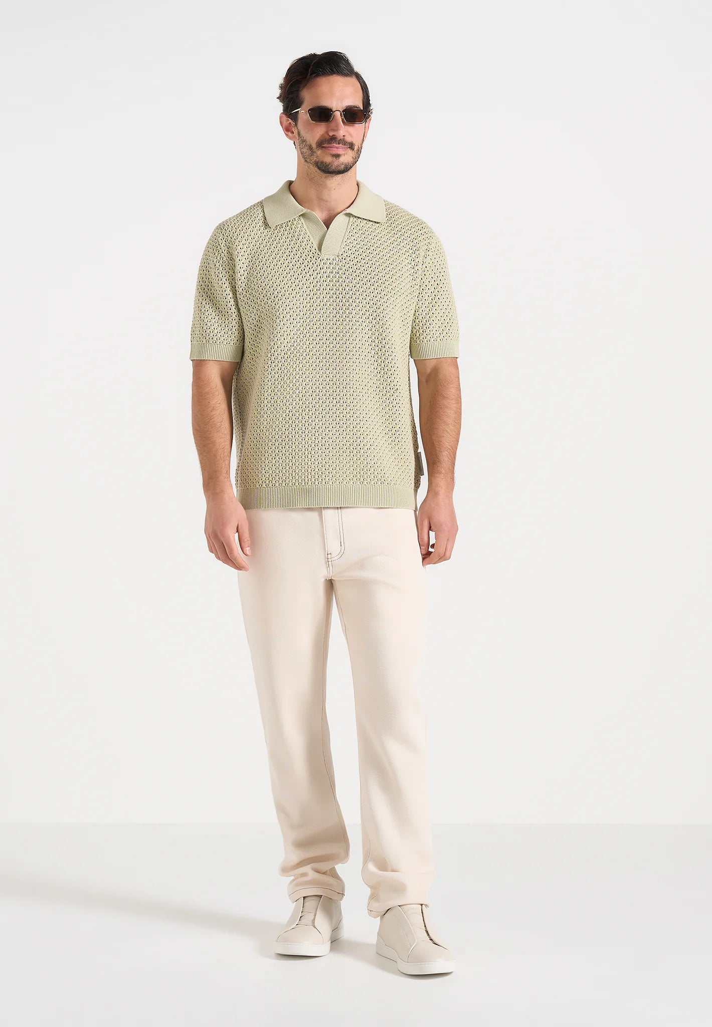 IZÁN-Polo Premium de Punto Calado con Cuello Resort