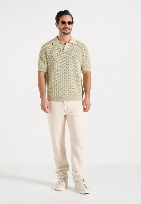 IZÁN-Polo Premium de Punto Calado con Cuello Resort
