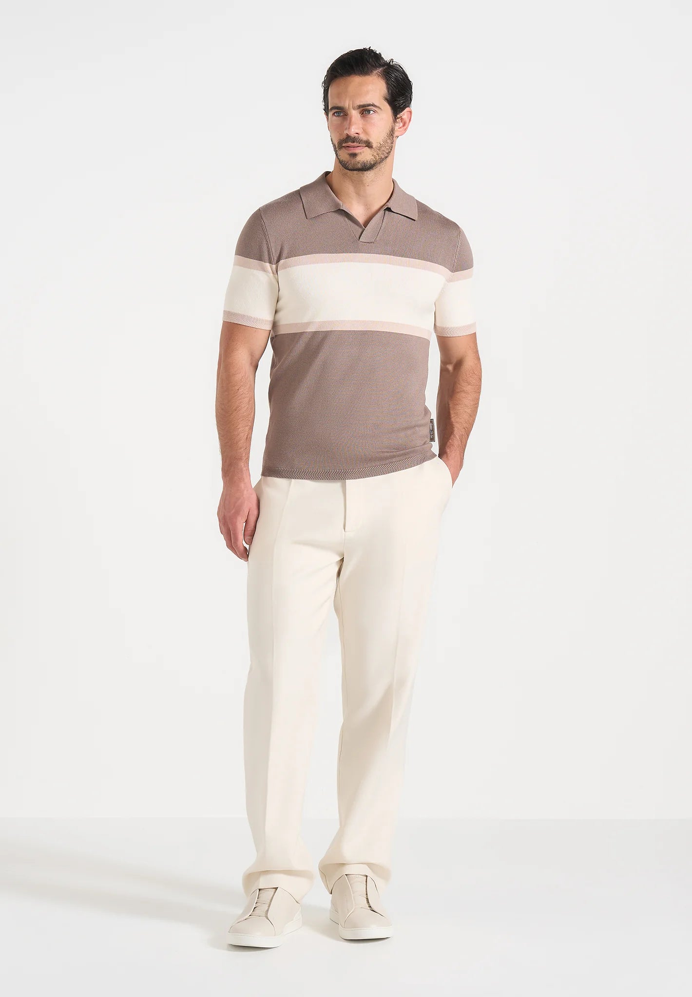 FEDE-Polo de Punto Premium con Franja en Contraste