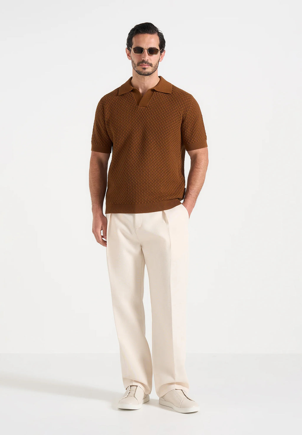 IZÁN-Polo Premium de Punto Calado con Cuello Resort