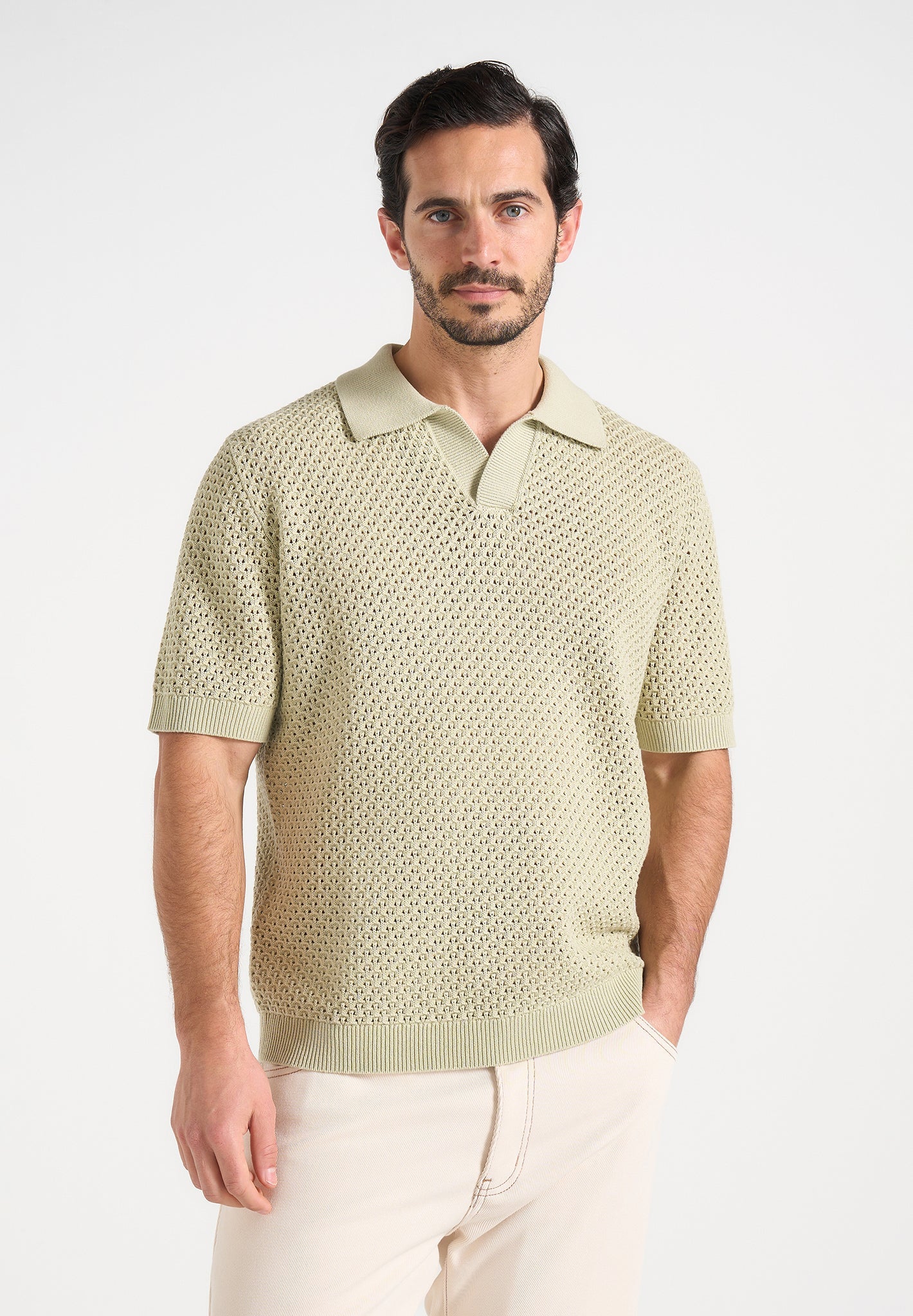 IZÁN-Polo Premium de Punto Calado con Cuello Resort