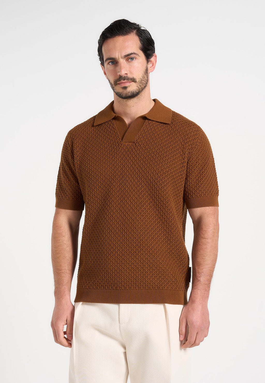 IZÁN-Polo Premium de Punto Calado con Cuello Resort