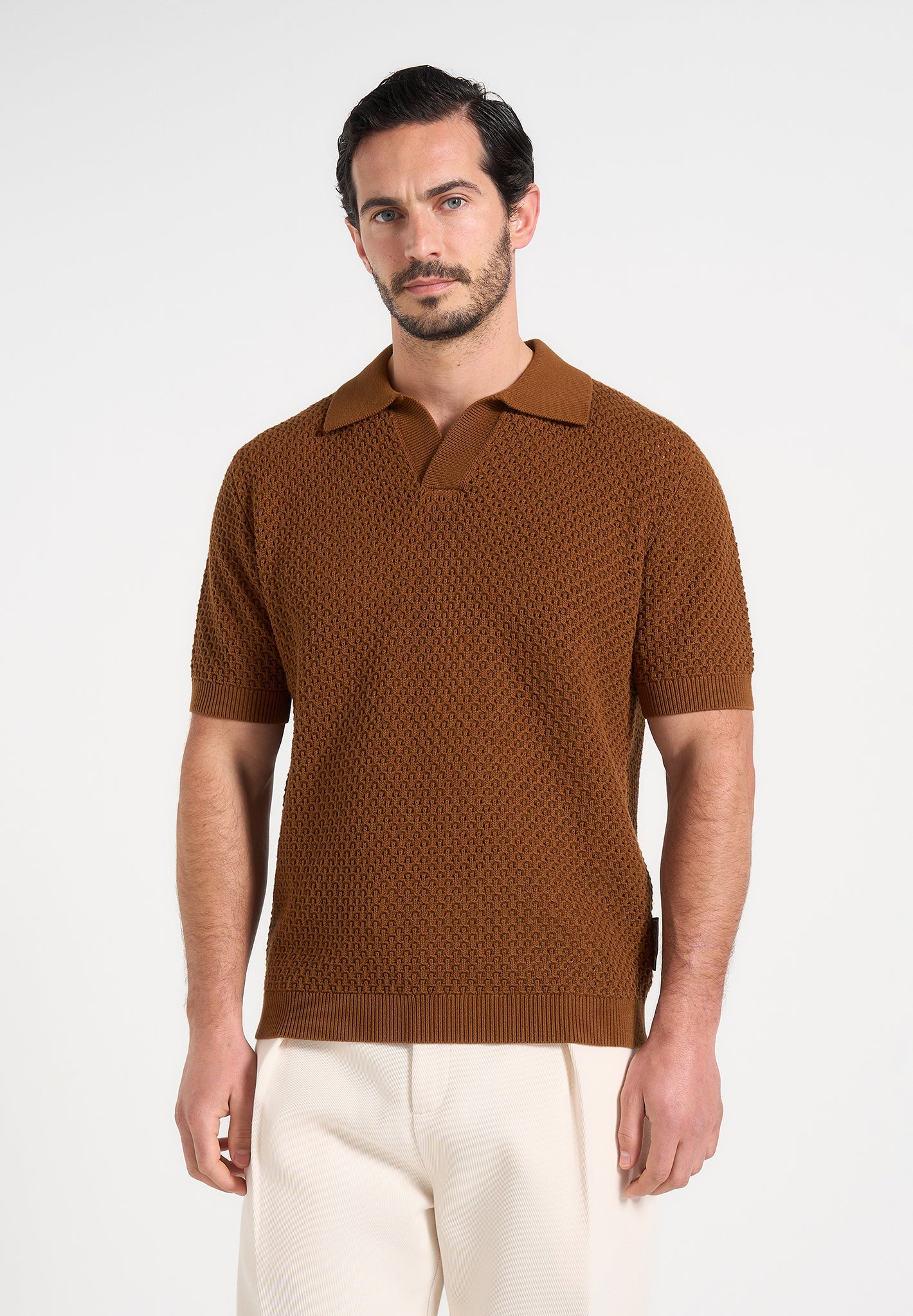 IZÁN-Polo Premium de Punto Calado con Cuello Resort