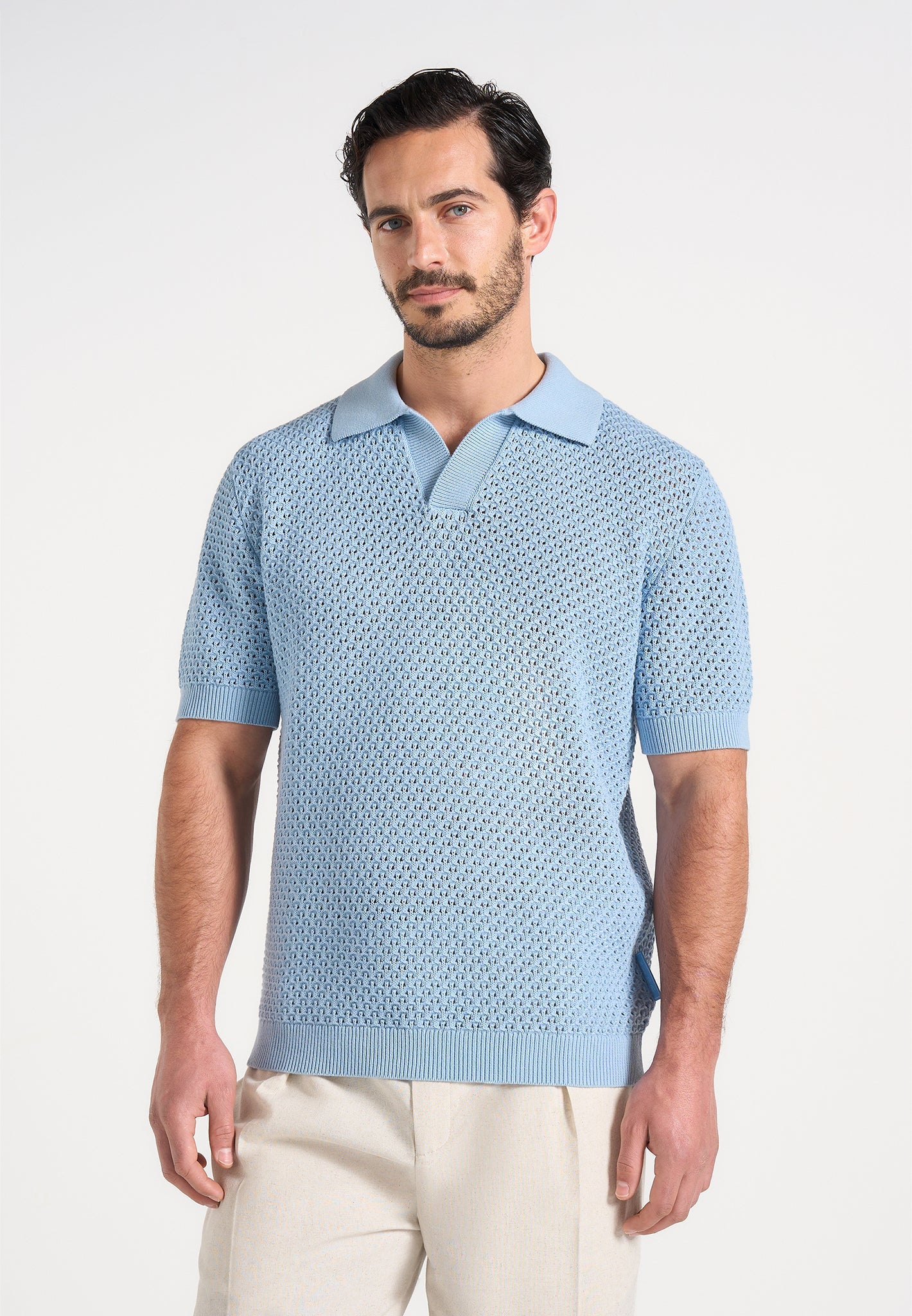 IZÁN-Polo Premium de Punto Calado con Cuello Resort