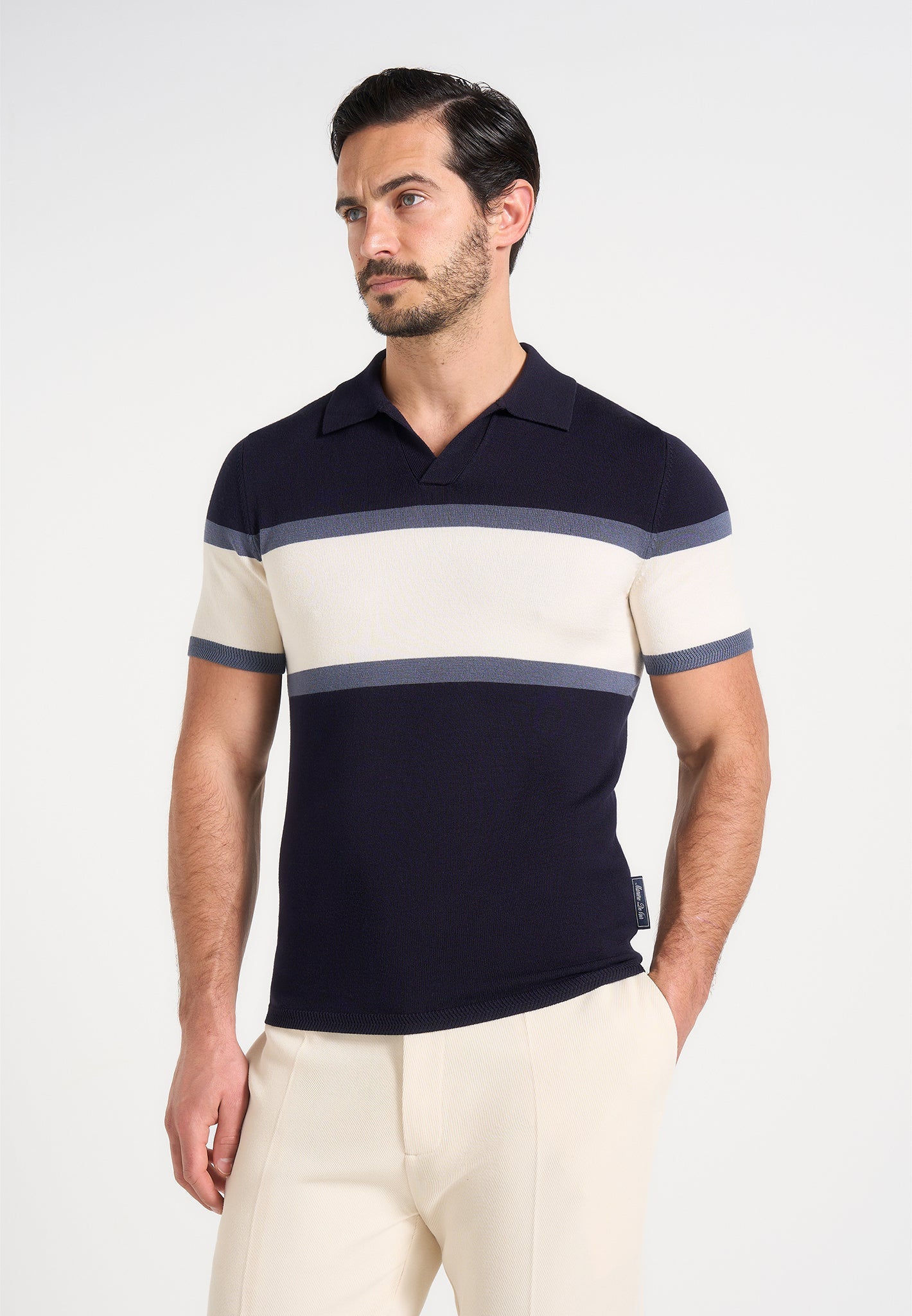 FEDE-Polo de Punto Premium con Franja en Contraste
