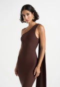NOOR-Vestido de Punto de Canalé con Capa