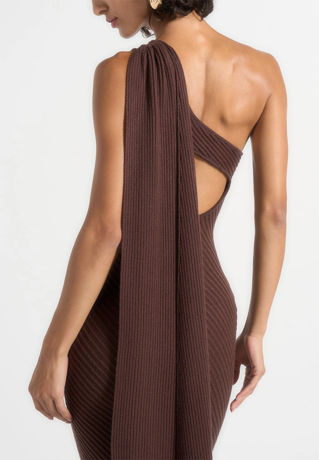 NOOR-Vestido de Punto de Canalé con Capa