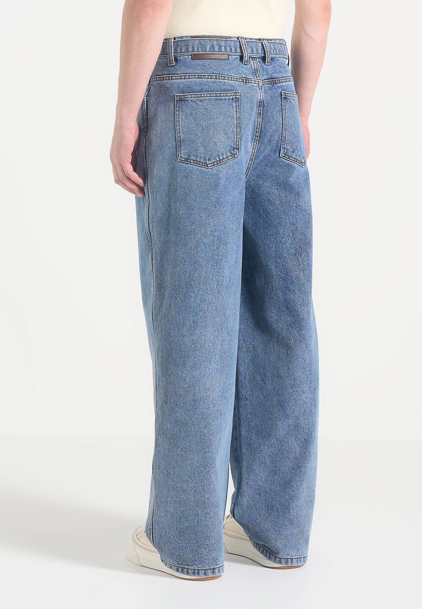 ADAM-Vaquero Wide Leg con Cinturón en Azul Lavado