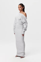 LUCÍA - Vestido largo asimétrico con escote caído y manga larga™