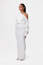 LUCÍA - Vestido largo asimétrico con escote caído y manga larga™