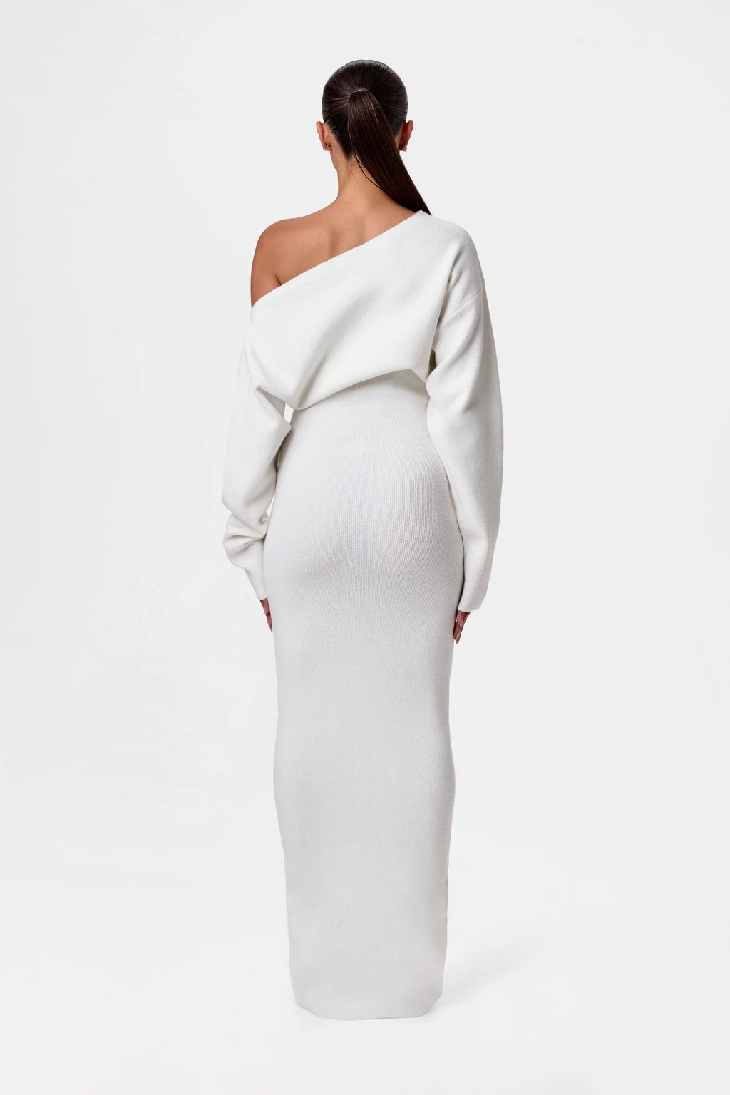 LUCÍA - Vestido largo asimétrico con escote caído y manga larga™