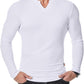 👕Haut côtelé à manches longues à col en V pour homme, pour l’entraînement, le fitness et le sport🛍️