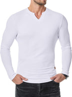 👕Haut côtelé à manches longues à col en V pour homme, pour l’entraînement, le fitness et le sport🛍️