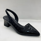 MENCÍA - Zapatos destalonados de tacón ancho con puntera afilada y grabado coco™