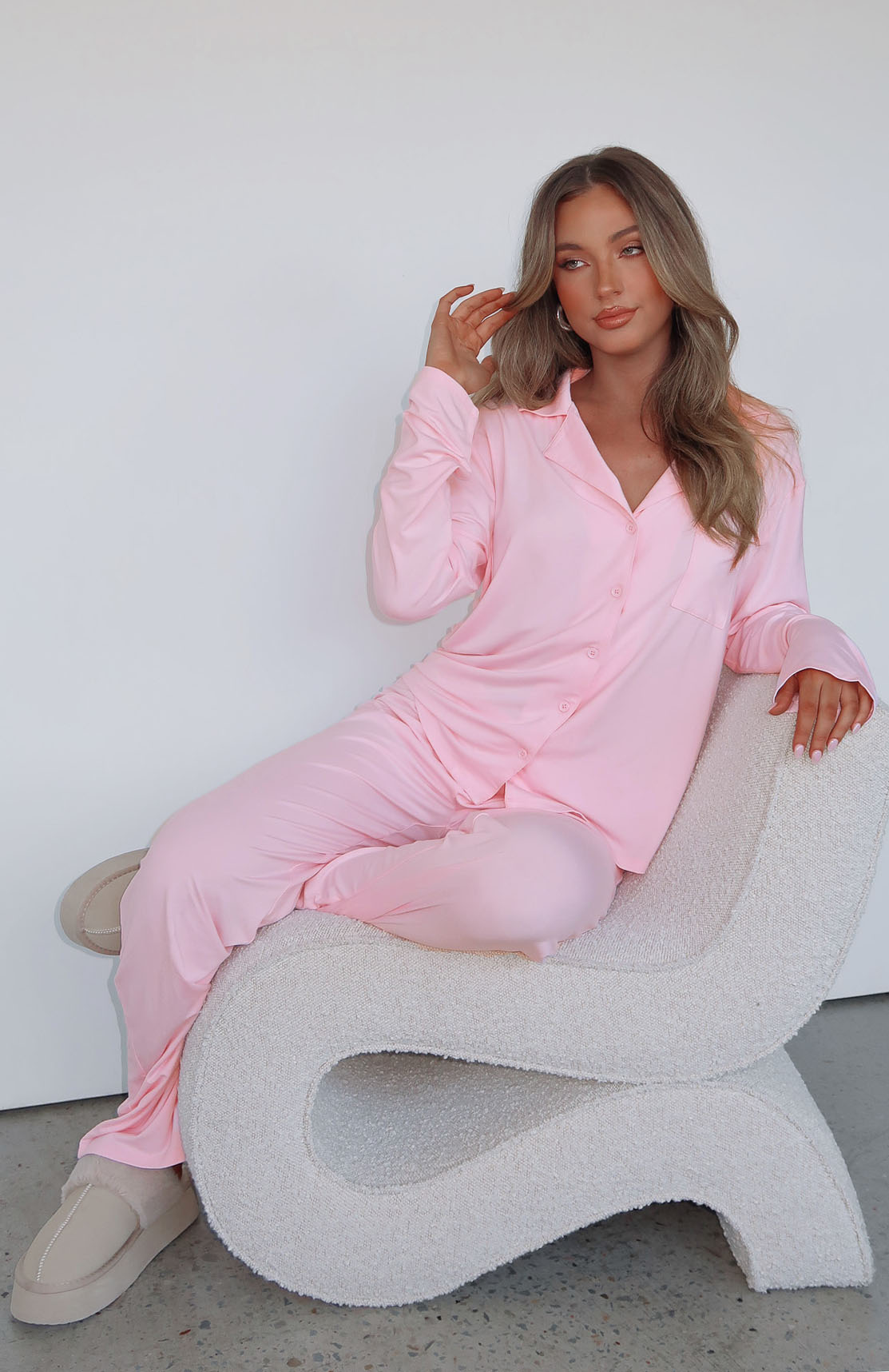 CARLOTA - Conjunto de pijama abotonado de manga larga y pantalón fluido™