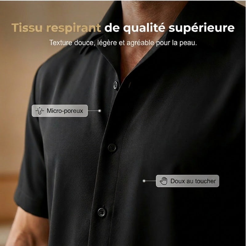 👔 50% DE RÉDUCTION ✨ Ensemble décontracté homme – Chemise col cubain & pantalon ample – Tissu léger, coupe fluide, parfait pour les vacances ou les journées chaudes 🌴
