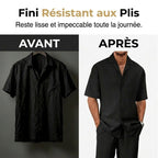 👔 50% DE RÉDUCTION ✨ Ensemble décontracté homme – Chemise col cubain & pantalon ample – Tissu léger, coupe fluide, parfait pour les vacances ou les journées chaudes 🌴