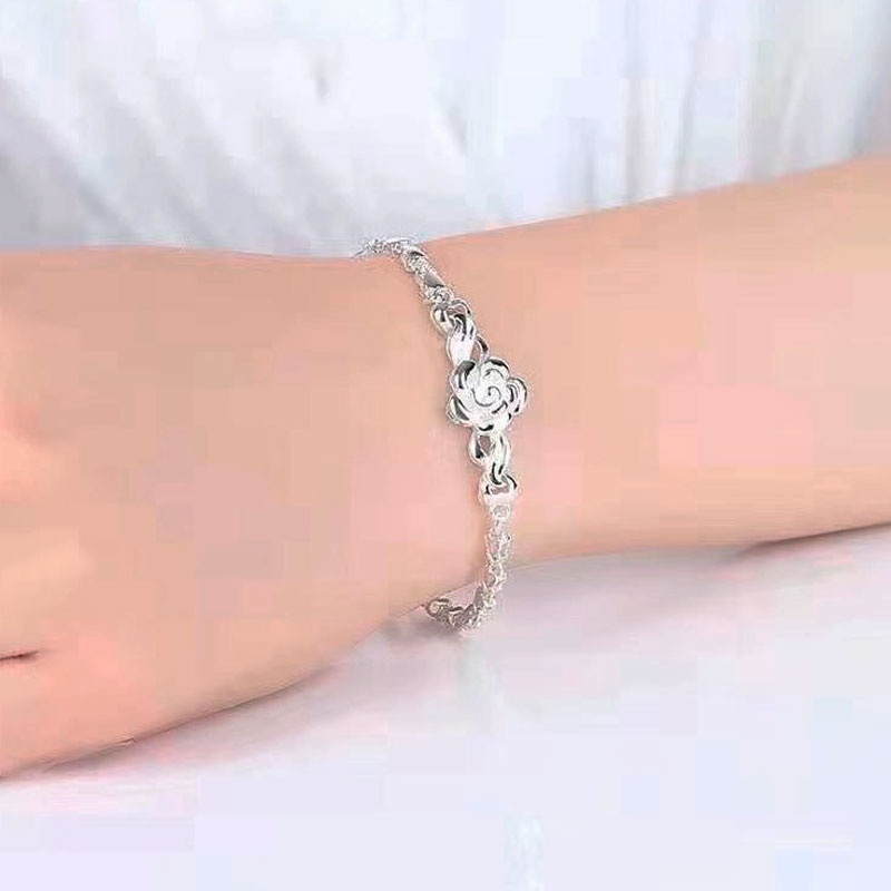 ÁGATHA - Pulsera articulada con motivo floral de rosa en plata de ley™