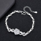 ÁGATHA - Pulsera articulada con motivo floral de rosa en plata de ley™