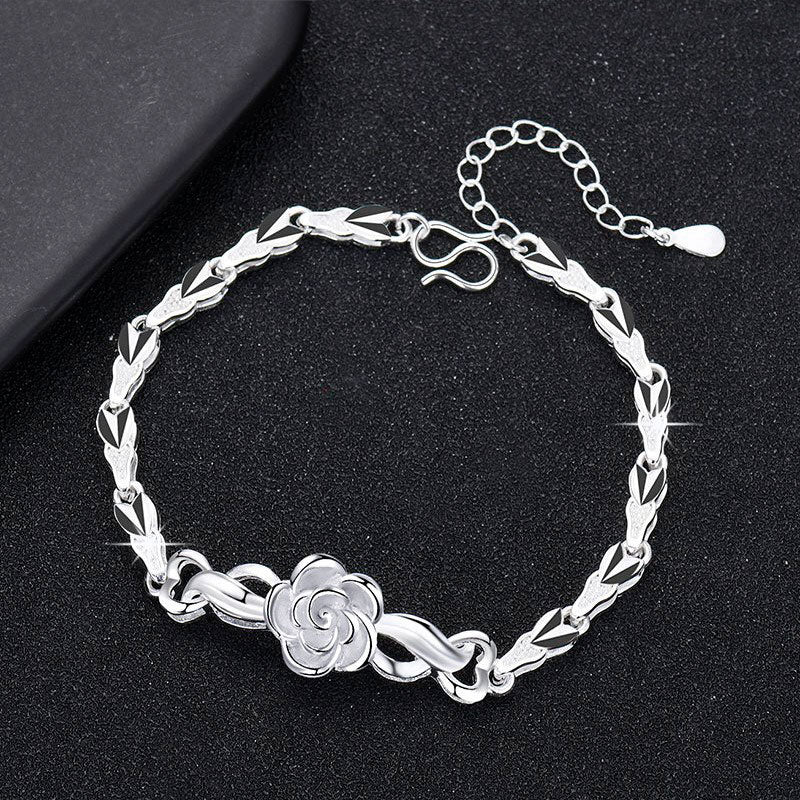 ÁGATHA - Pulsera articulada con motivo floral de rosa en plata de ley™
