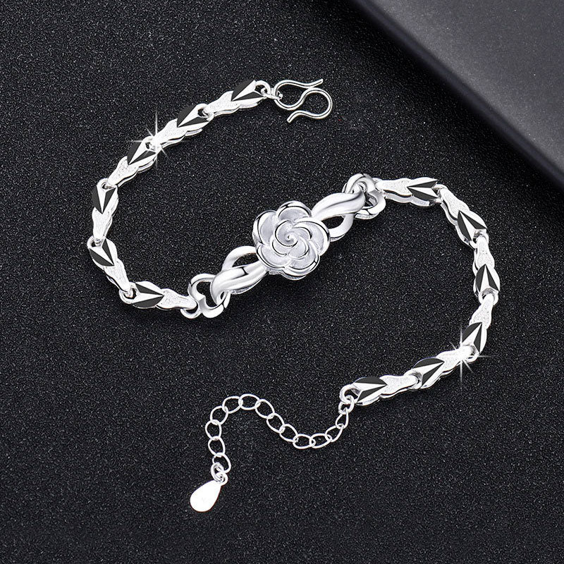 ÁGATHA - Pulsera articulada con motivo floral de rosa en plata de ley™