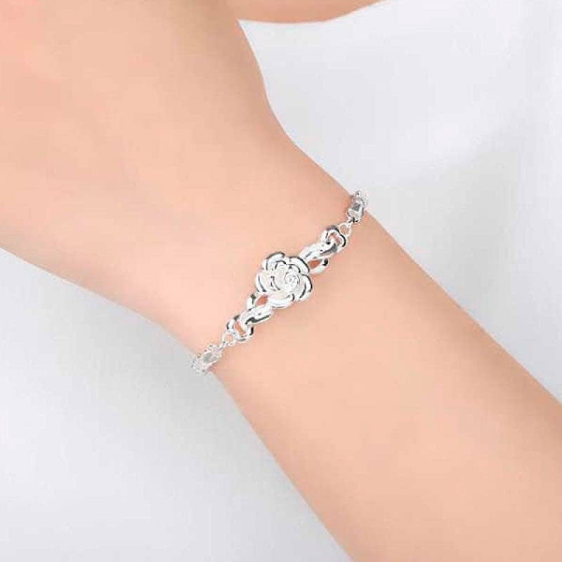 ÁGATHA - Pulsera articulada con motivo floral de rosa en plata de ley™