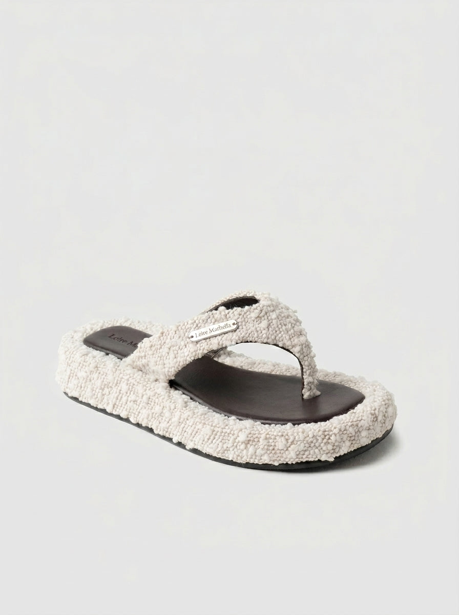 GUTIERREZ-Sandalias Plataforma Textura Bouclé