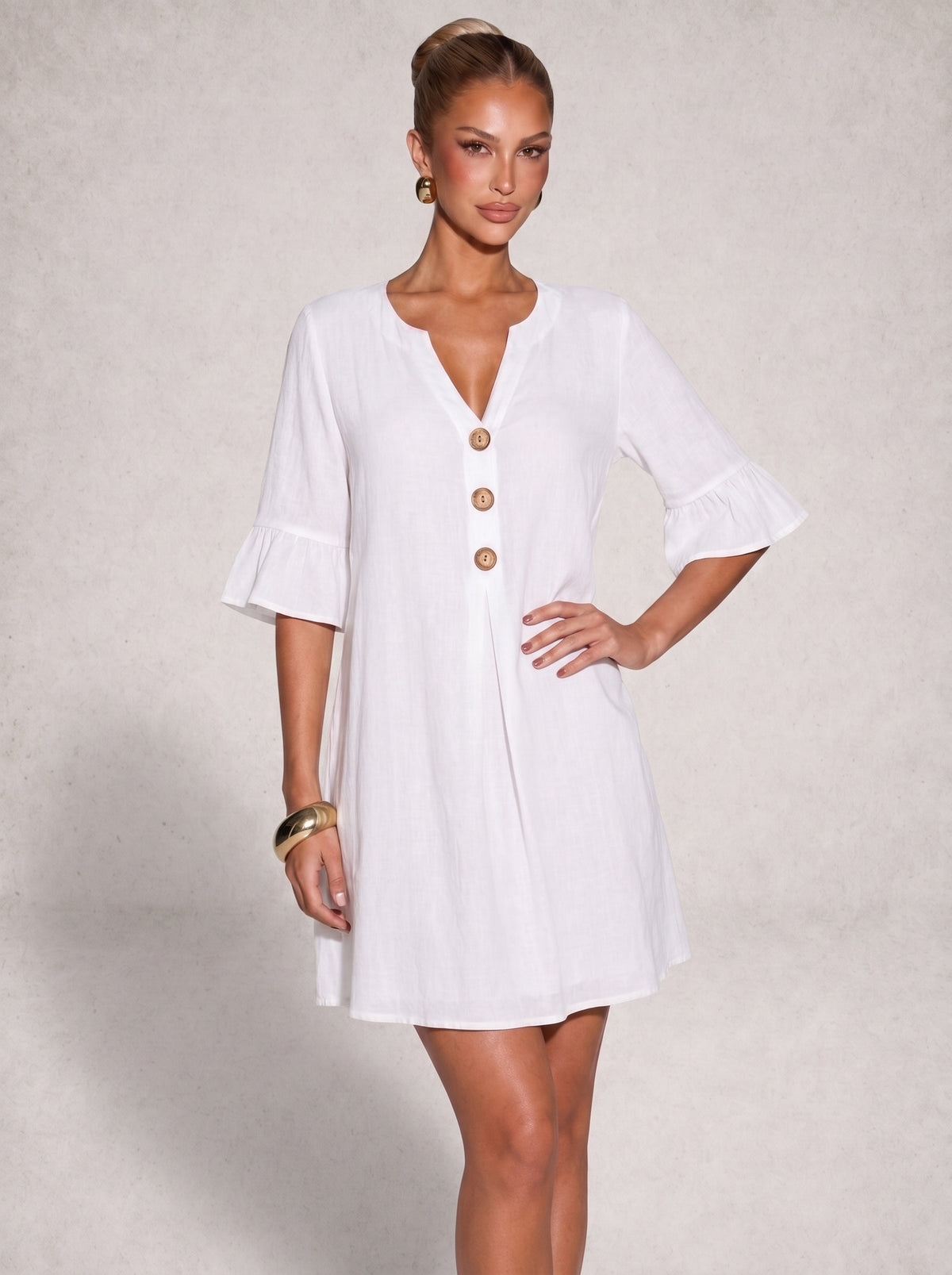CARMEN - Vestido lino botones™