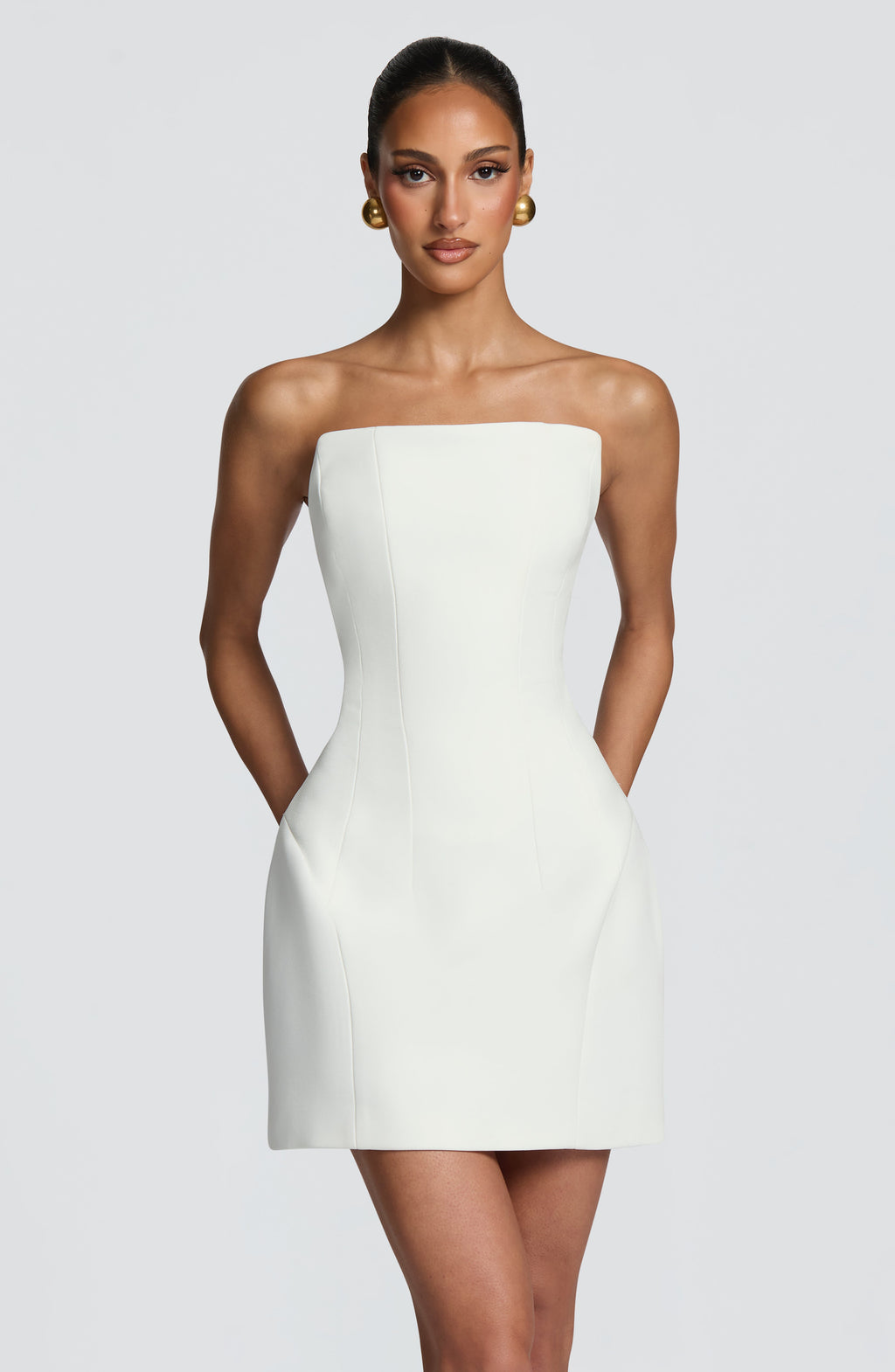 CARLA - Minivestido de palabra de honor en tono marfil™