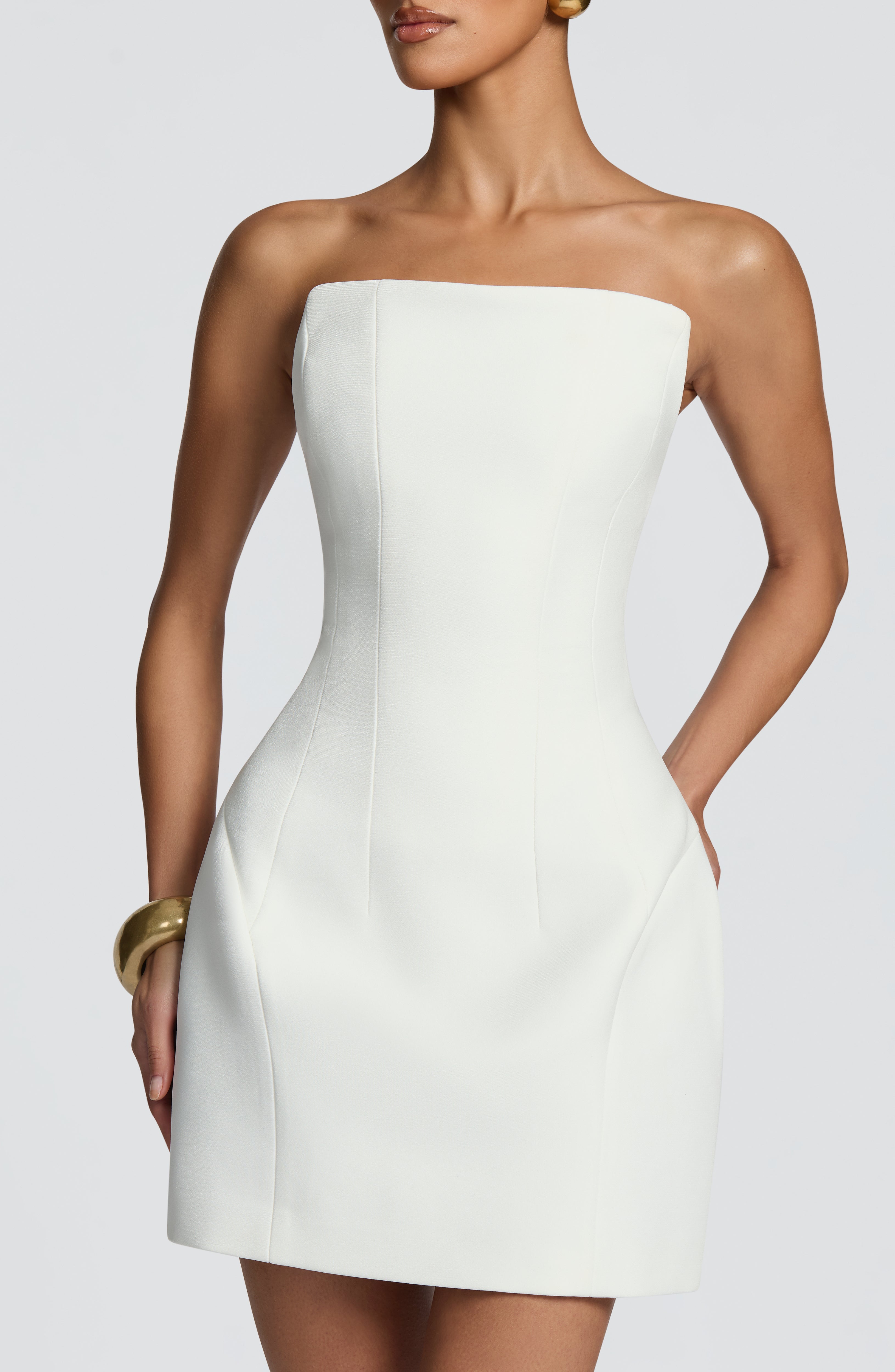 CARLA - Minivestido de palabra de honor en tono marfil™