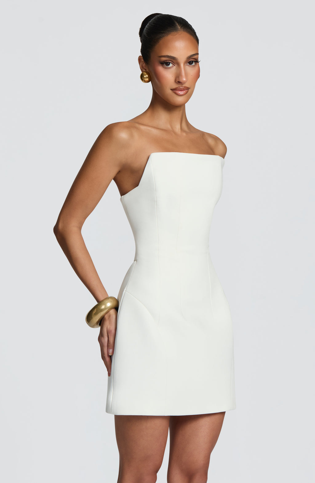 CARLA - Minivestido de palabra de honor en tono marfil™