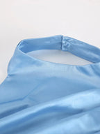 CARMEN - Vestido largo de satén con cuello halter drapeado y abertura lateral™