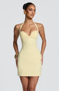 NEREA - Minivestido halter en tono amarillo limón™